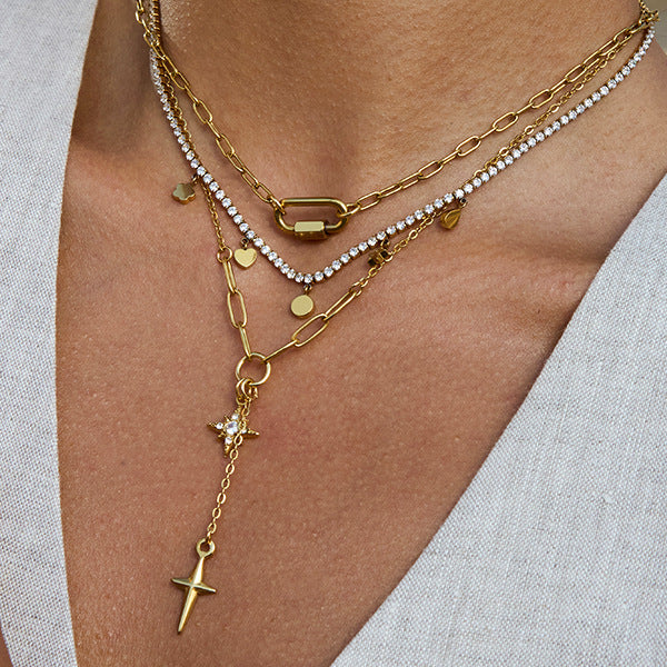 Star And Heart Charm Necklace — necklace, view 2