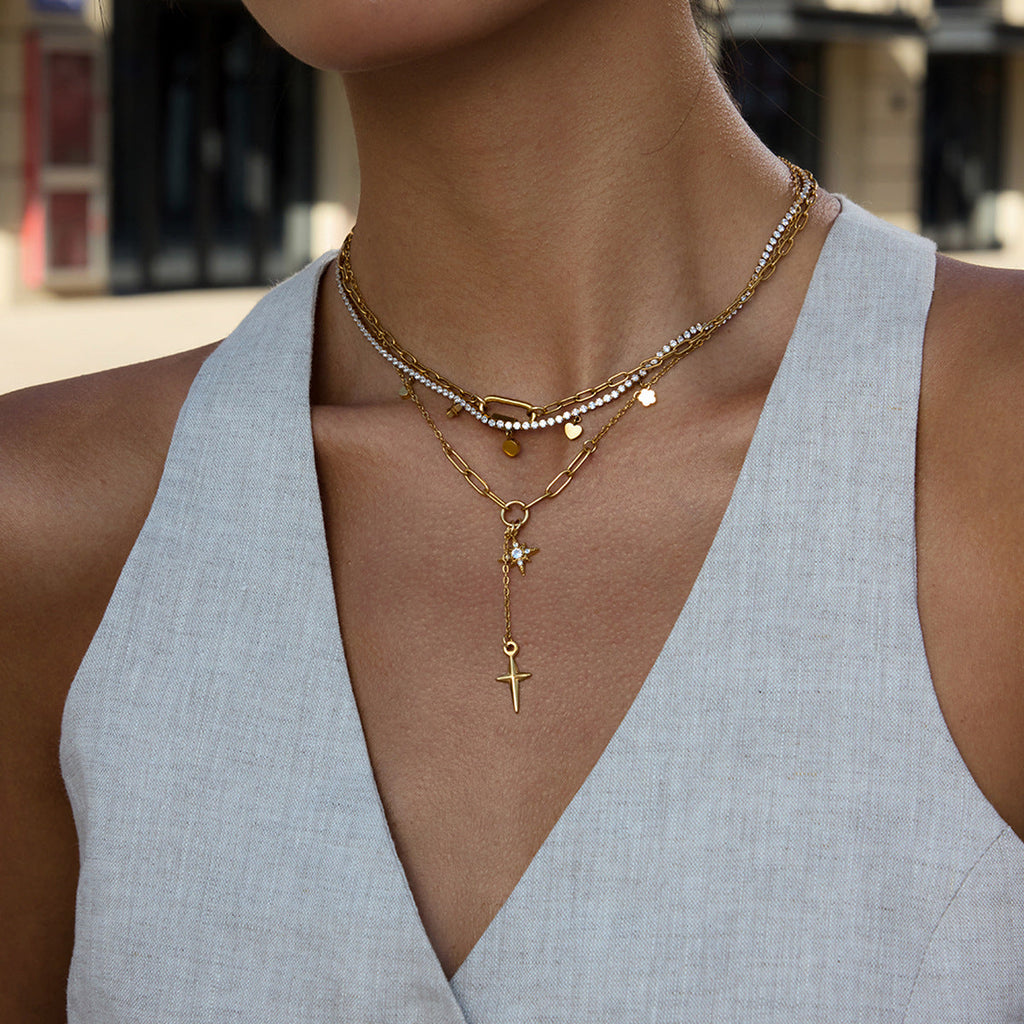 Star And Heart Charm Necklace — necklace, view 3