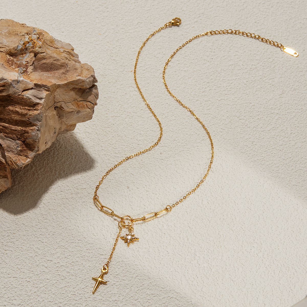 Star And Heart Charm Necklace — necklace, view 4