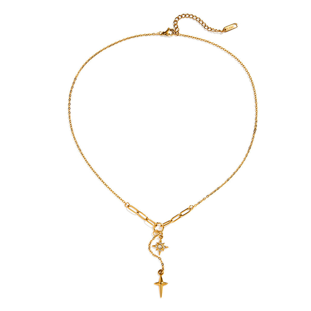 Star And Heart Charm Necklace — necklace, view 6