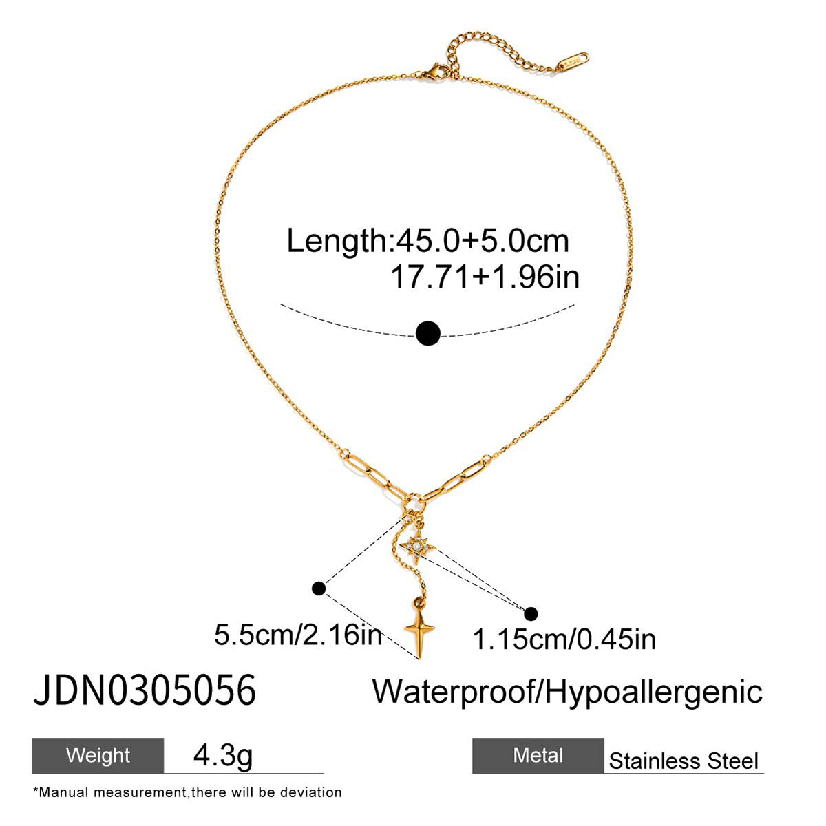 Star And Heart Charm Necklace — necklace, view 7