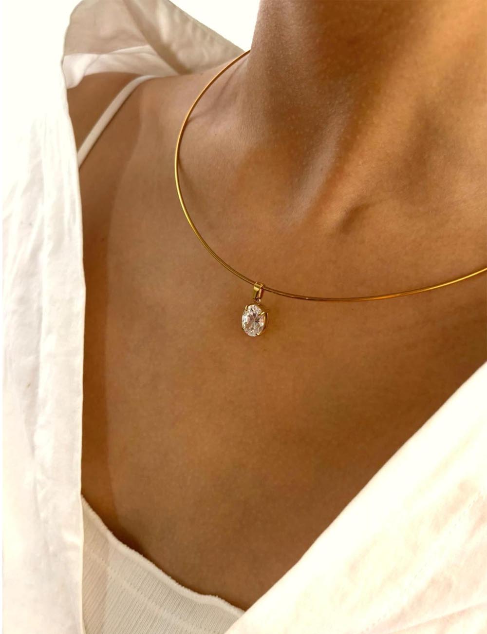 Sparkling Zircon Shape Choker — necklace