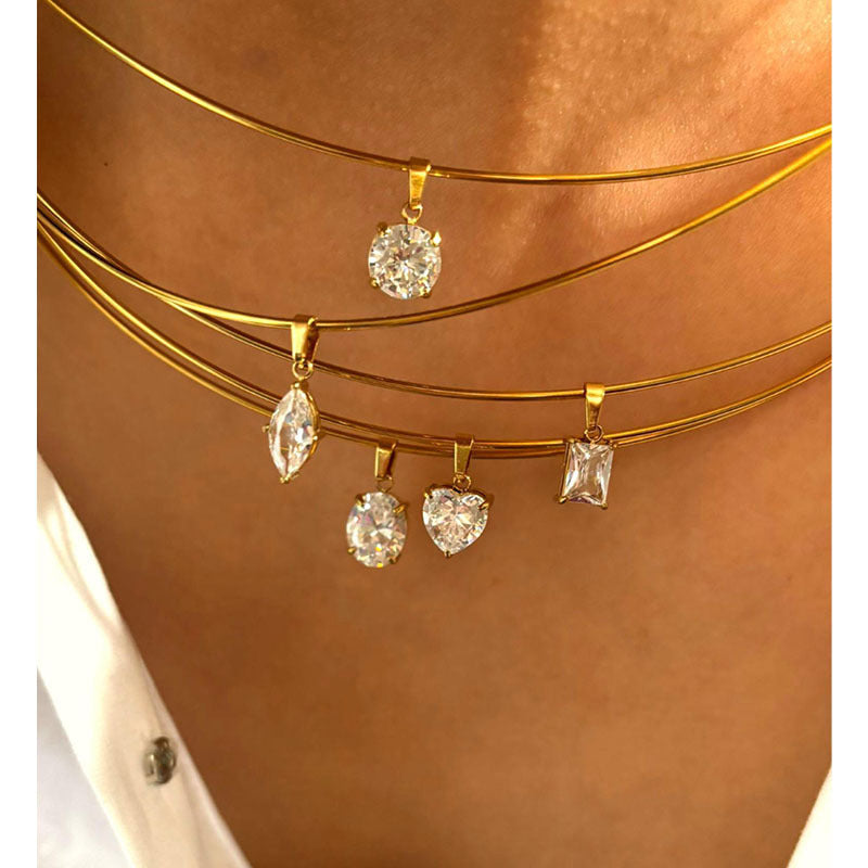 Sparkling Zircon Shape Choker — necklace, view 2