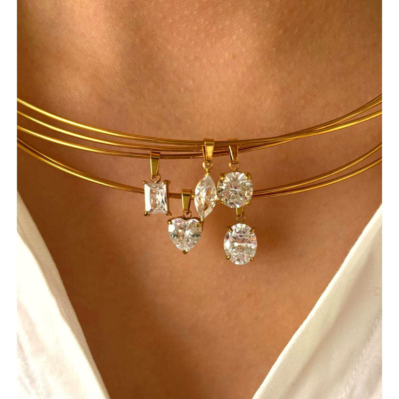 Sparkling Zircon Shape Choker — necklace, view 3