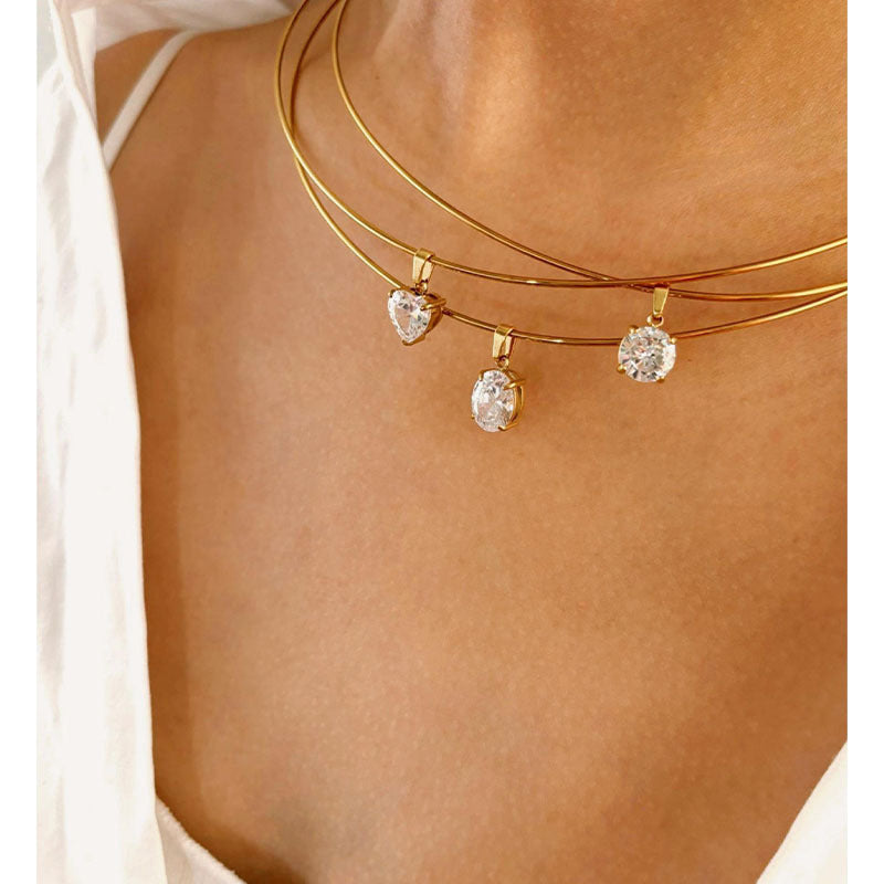 Sparkling Zircon Shape Choker — necklace, view 4