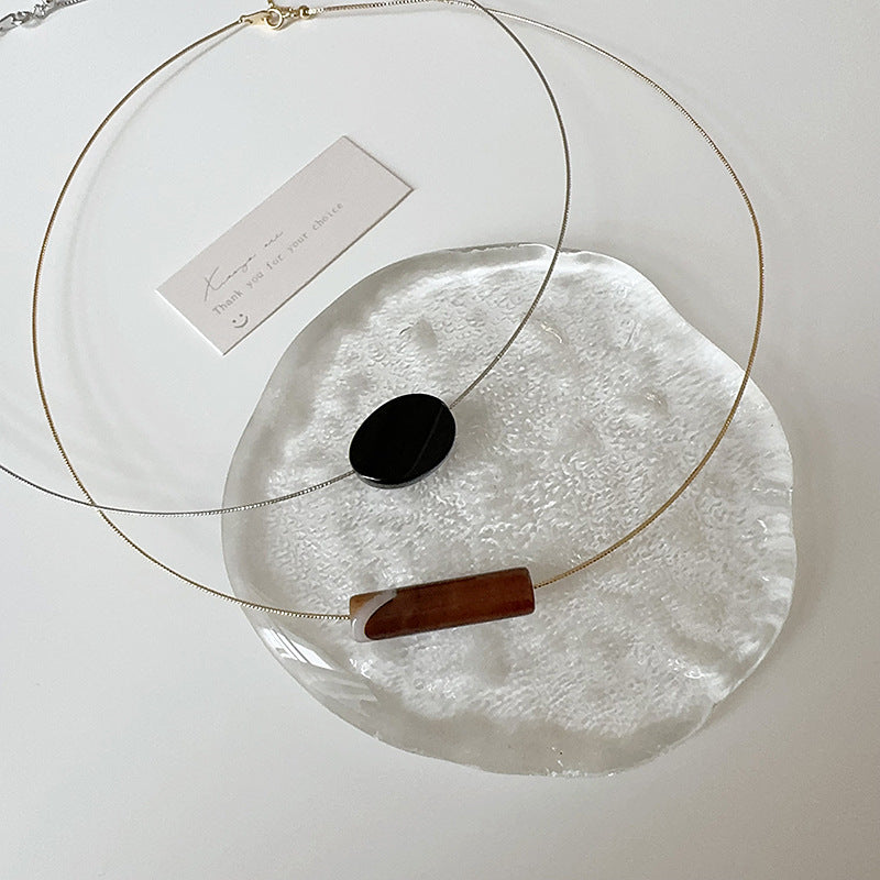 Resin Pendant Choker Necklace — necklace, view 2