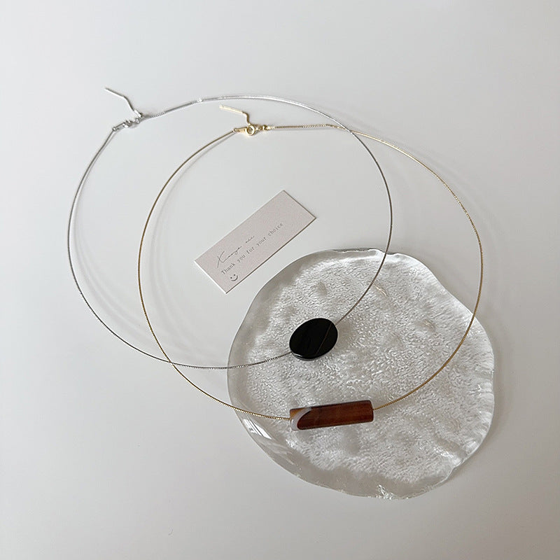 Resin Pendant Choker Necklace — necklace, view 3
