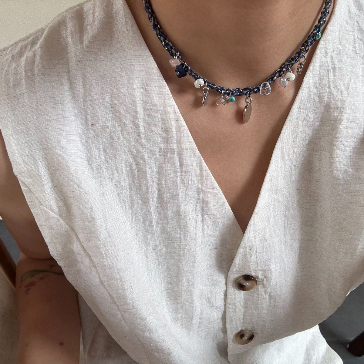 Shell Conch Braided Necklace — necklace, view 3