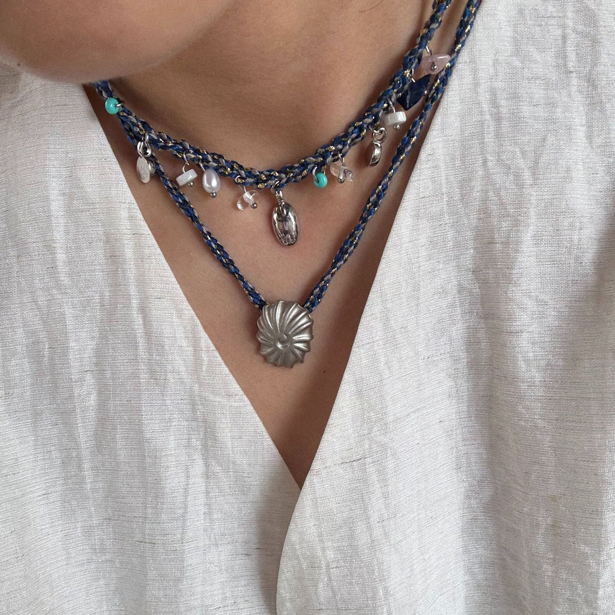 Shell Conch Braided Necklace — necklace, view 5