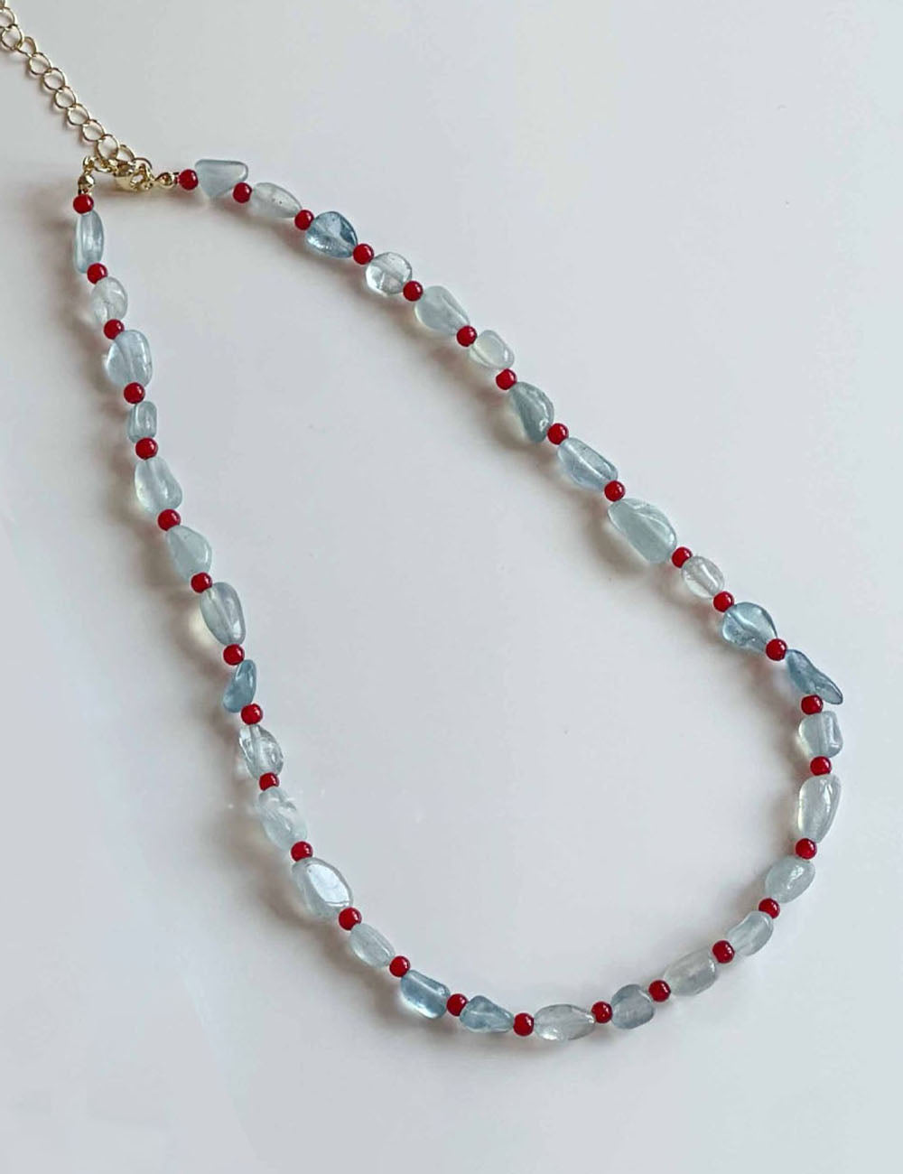 Aquamarine Beaded Necklace — necklace, view 3
