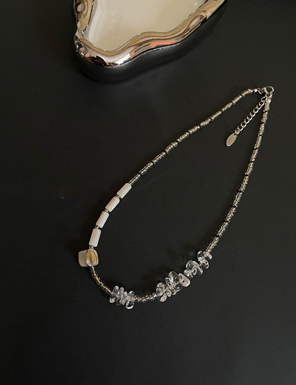 White Shell Beaded Necklace — white necklace