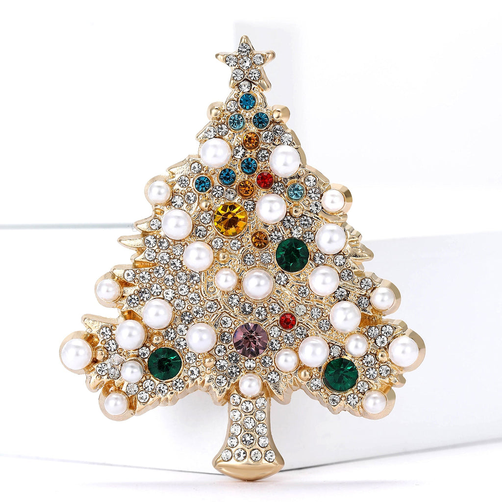 Gold Christmas Tree Brooch — gold brooch, view 2