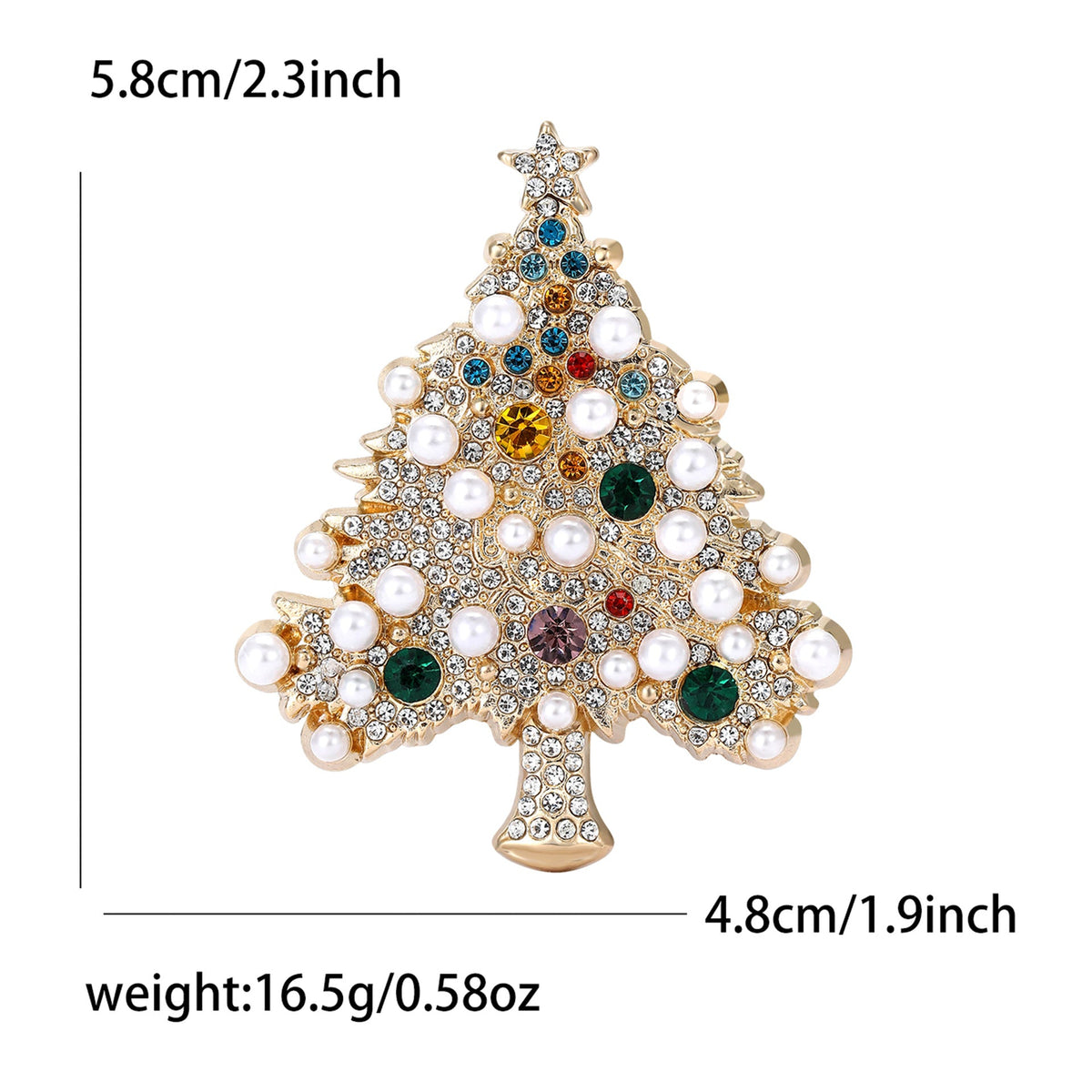 Gold Christmas Tree Brooch — gold brooch, view 4
