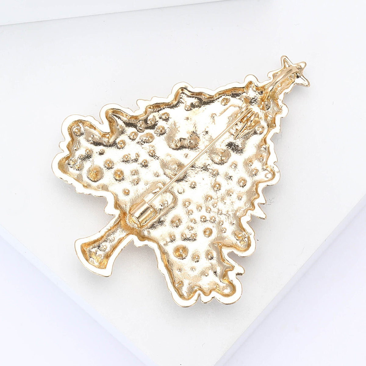 Gold Christmas Tree Brooch — gold brooch, view 5