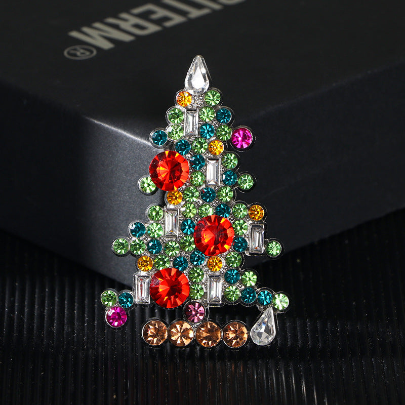 Rhinestone Christmas Tree Brooch — green brooch, view 2
