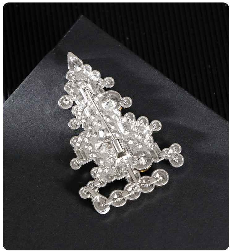 Rhinestone Christmas Tree Brooch — green brooch, view 4