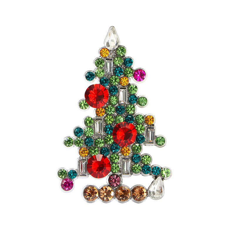 Rhinestone Christmas Tree Brooch — green brooch, view 5