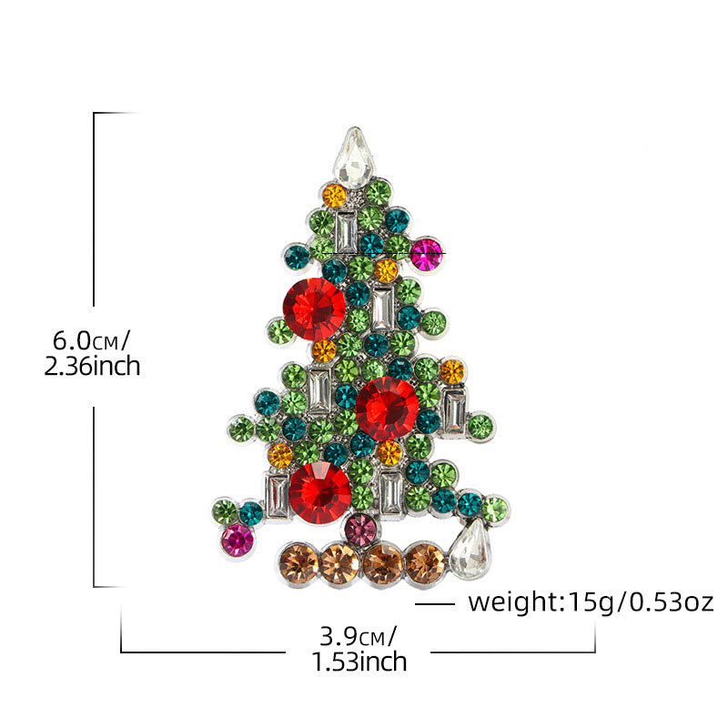 Rhinestone Christmas Tree Brooch — green brooch, view 6